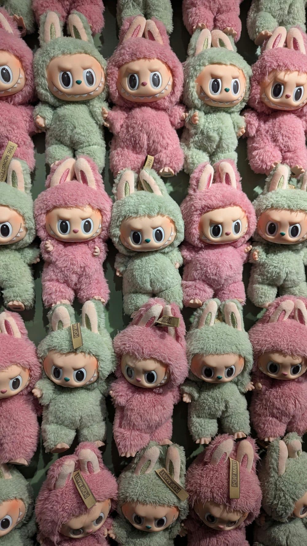 Rows of identical collectible plush toys